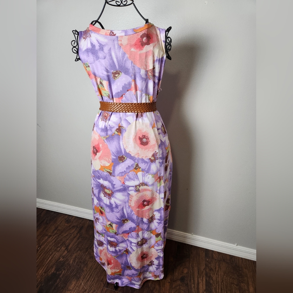 Zenana Floral Sleeveless Stretch Dress Viscose Casual Summer - Picture 6 of 6